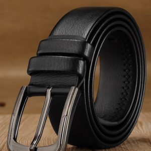 Wear Classic Black Genuine Leather Belt for Men Elegant Silver Buckle | Formal & Casual